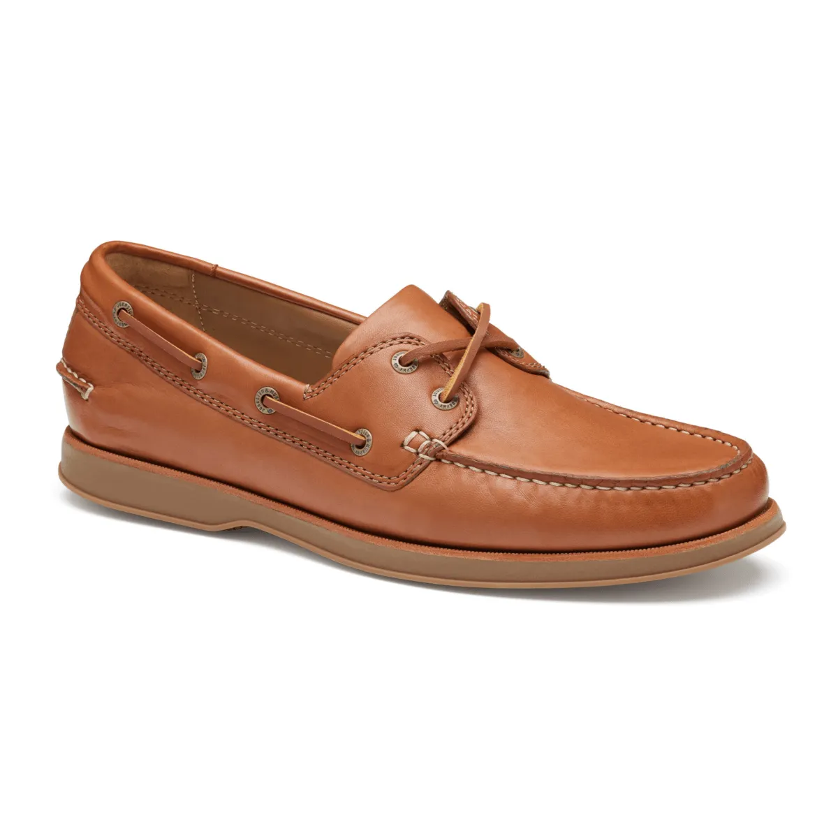Johnston & Murphy Men's Monaco 2-Eye Boat Shoe Tan Glove Leather