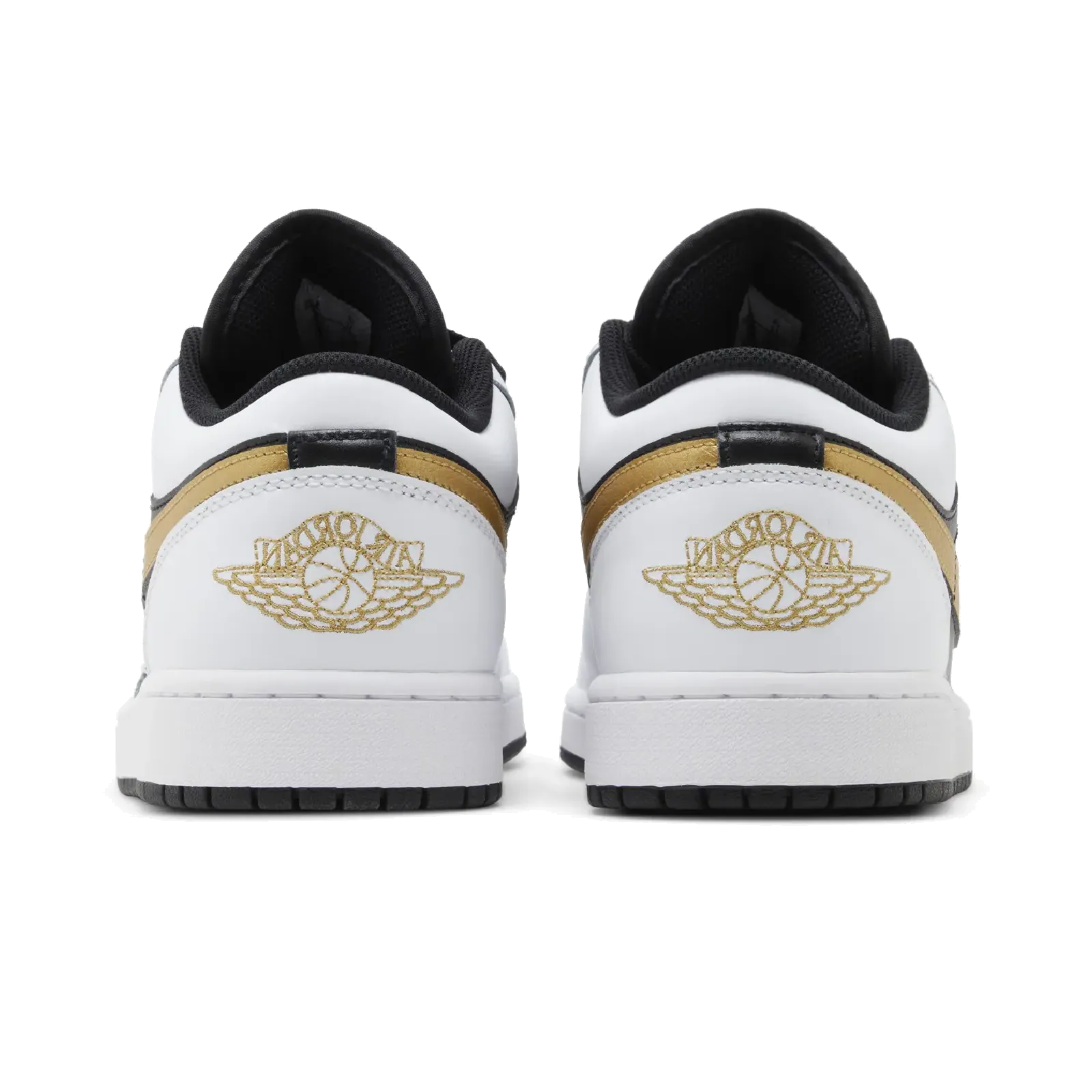 Jordan 1 Low White Black Metallic Gold Swoosh