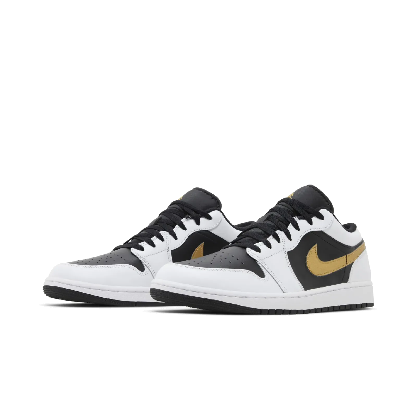 Jordan 1 Low White Black Metallic Gold Swoosh