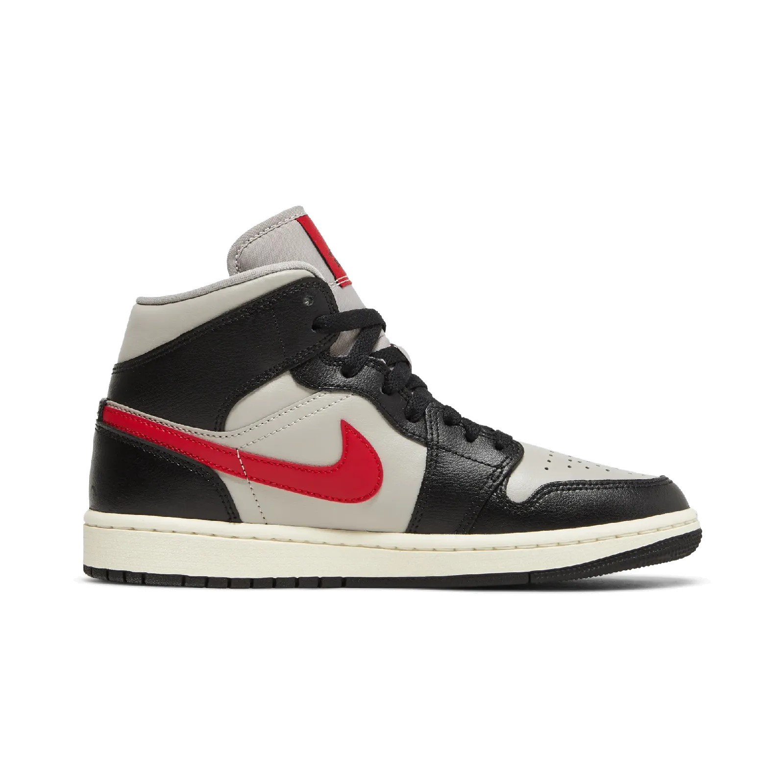 Jordan 1 Mid Black College Grey Gym Red (Women's)