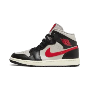 Jordan 1 Mid Black College Grey Gym Red (Women's)