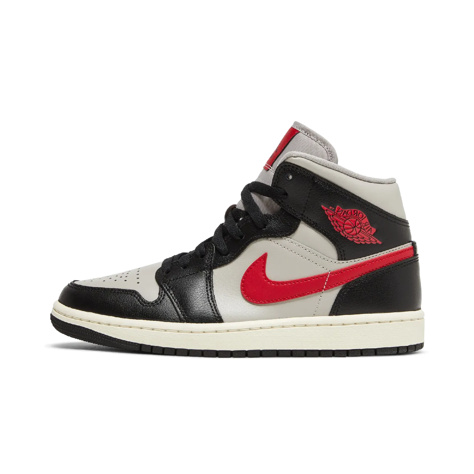 Jordan 1 Mid Black College Grey Gym Red (Women's)