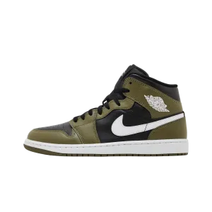 Jordan 1 Mid Black White Olive