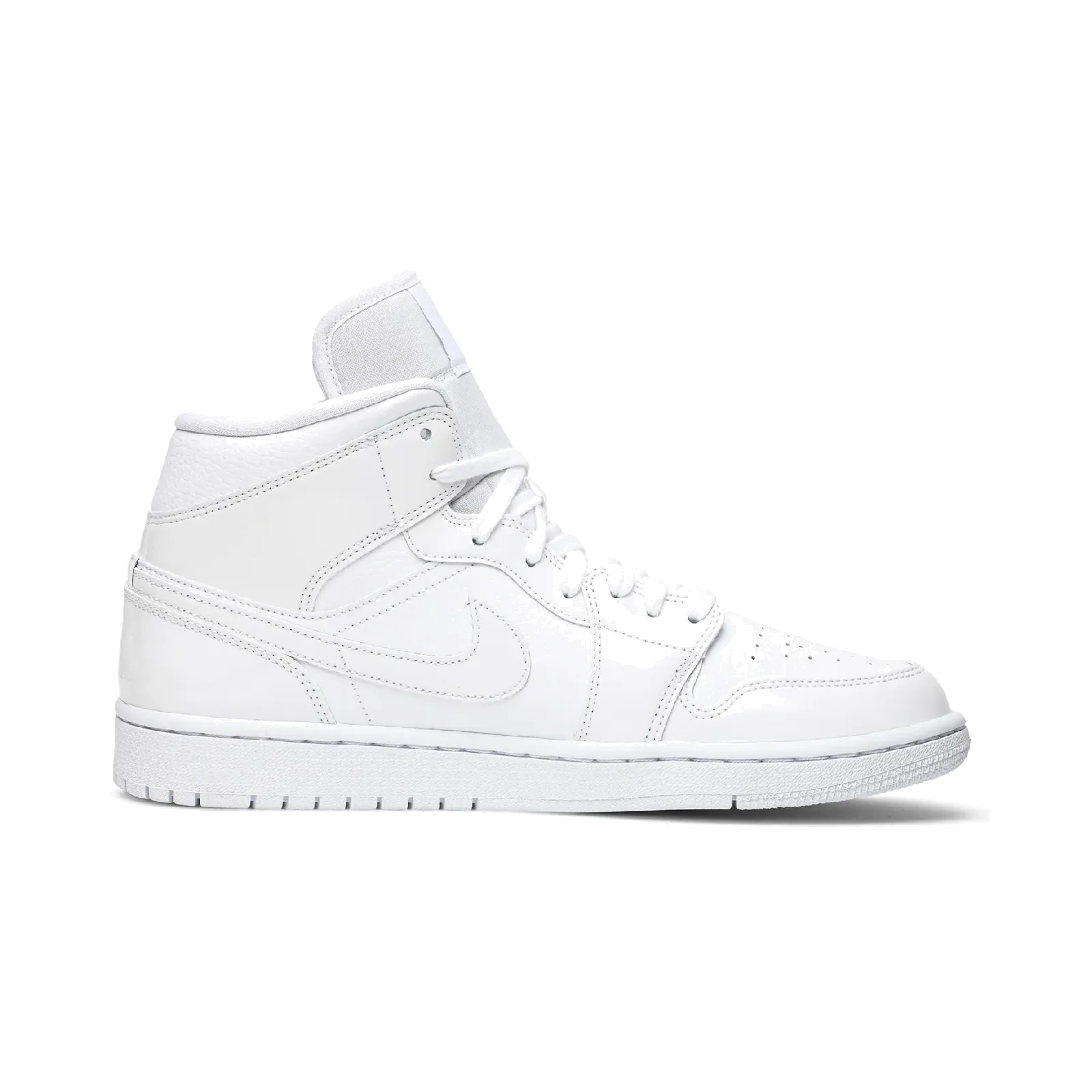Jordan 1 Mid Triple White Patent Swoosh (Women's)