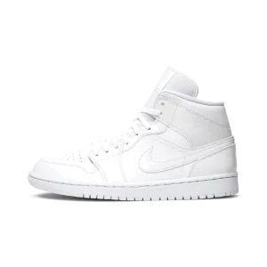Jordan 1 Mid Triple White Patent Swoosh (Women's)