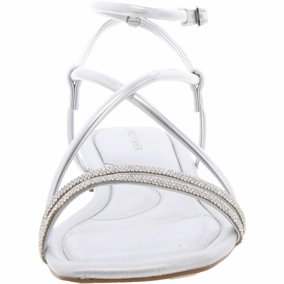 Lakity  Womens Rhinestone Faux Leather Ankle Strap