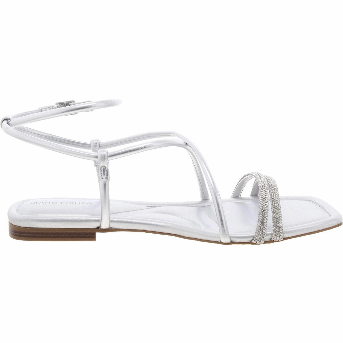 Lakity  Womens Rhinestone Faux Leather Ankle Strap
