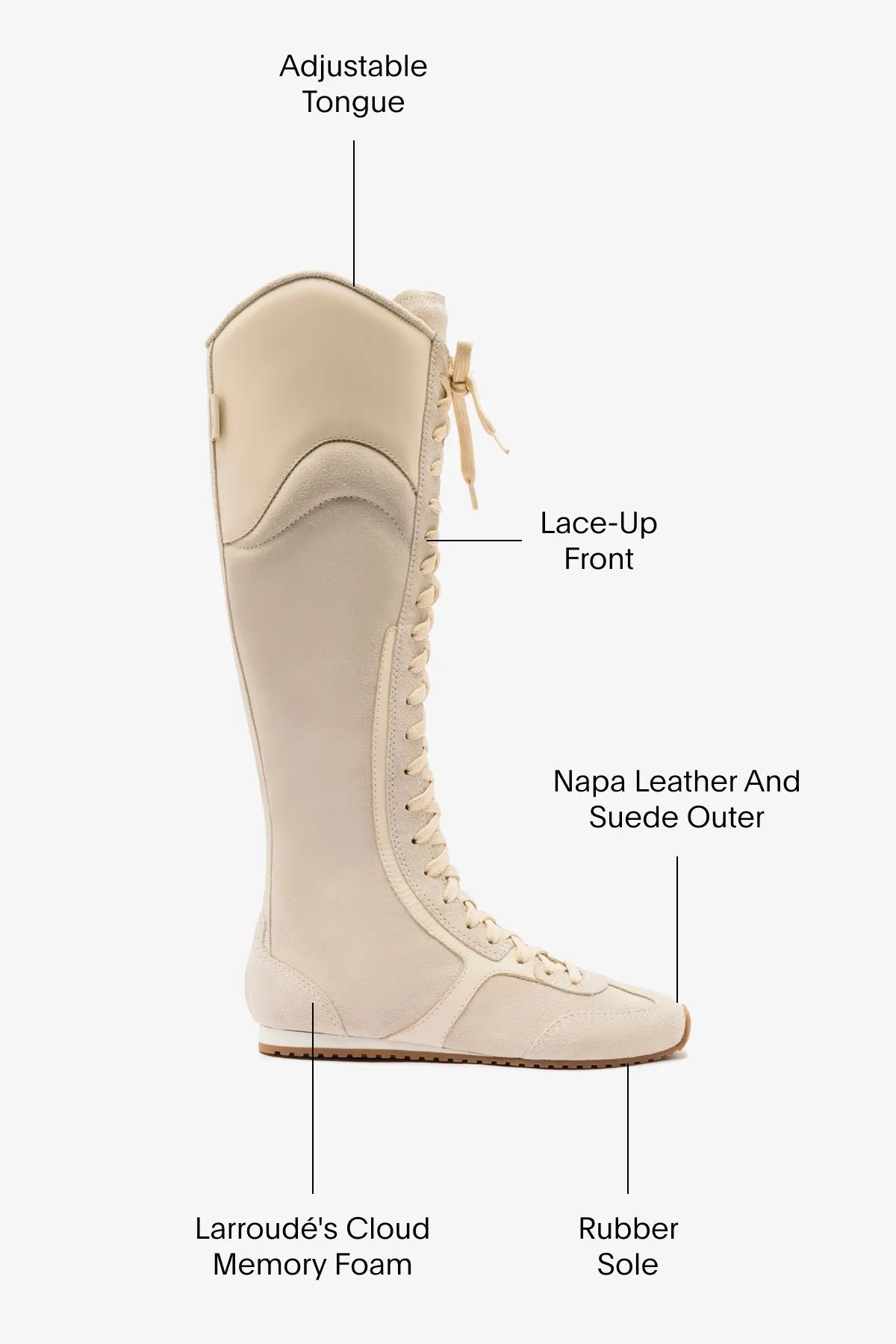 Larroud x Jonathan Cohen Flat Hi Sneaker Boot In Mushroom Grey Suede and Ivory Leather