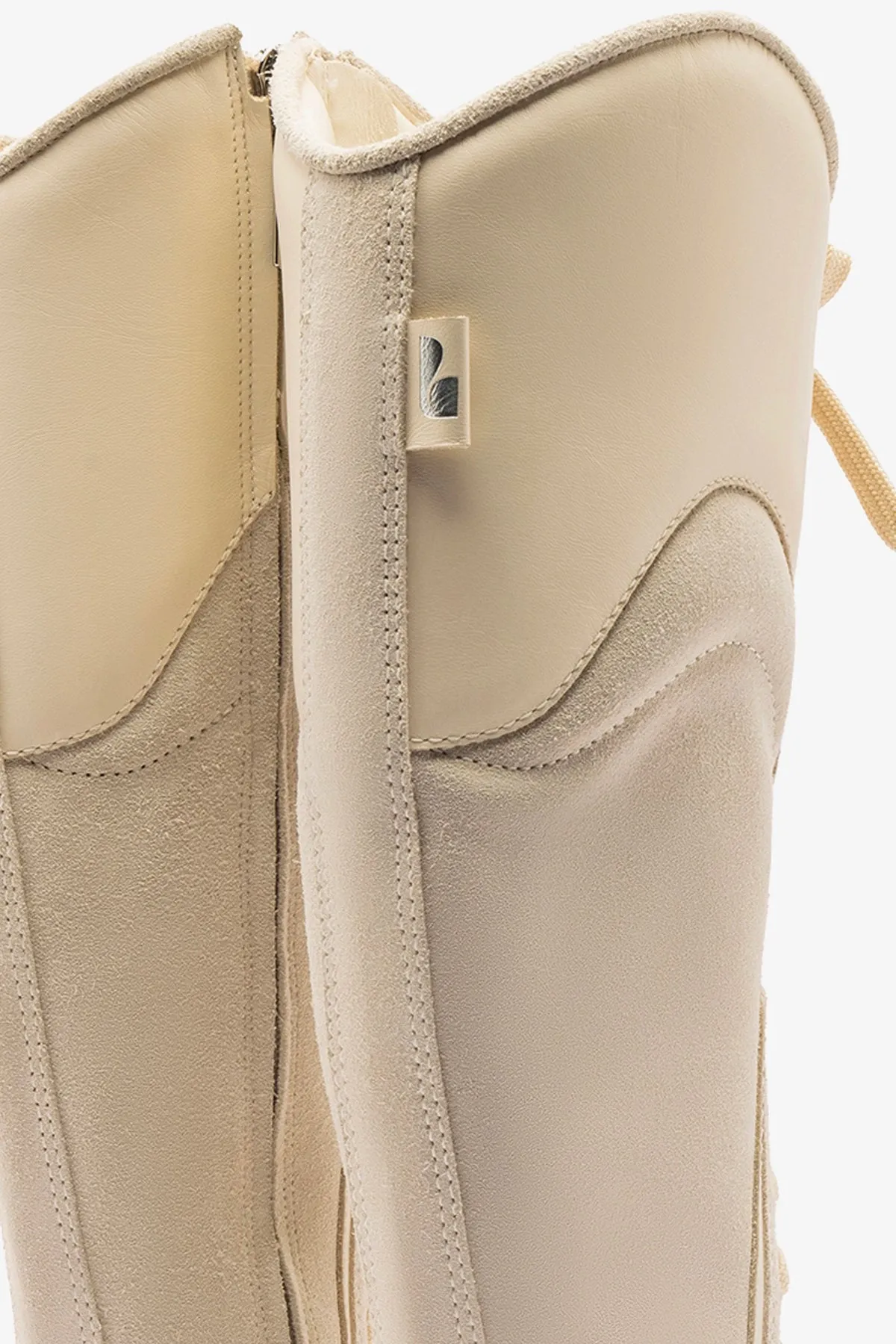 Larroud x Jonathan Cohen Flat Hi Sneaker Boot In Mushroom Grey Suede and Ivory Leather