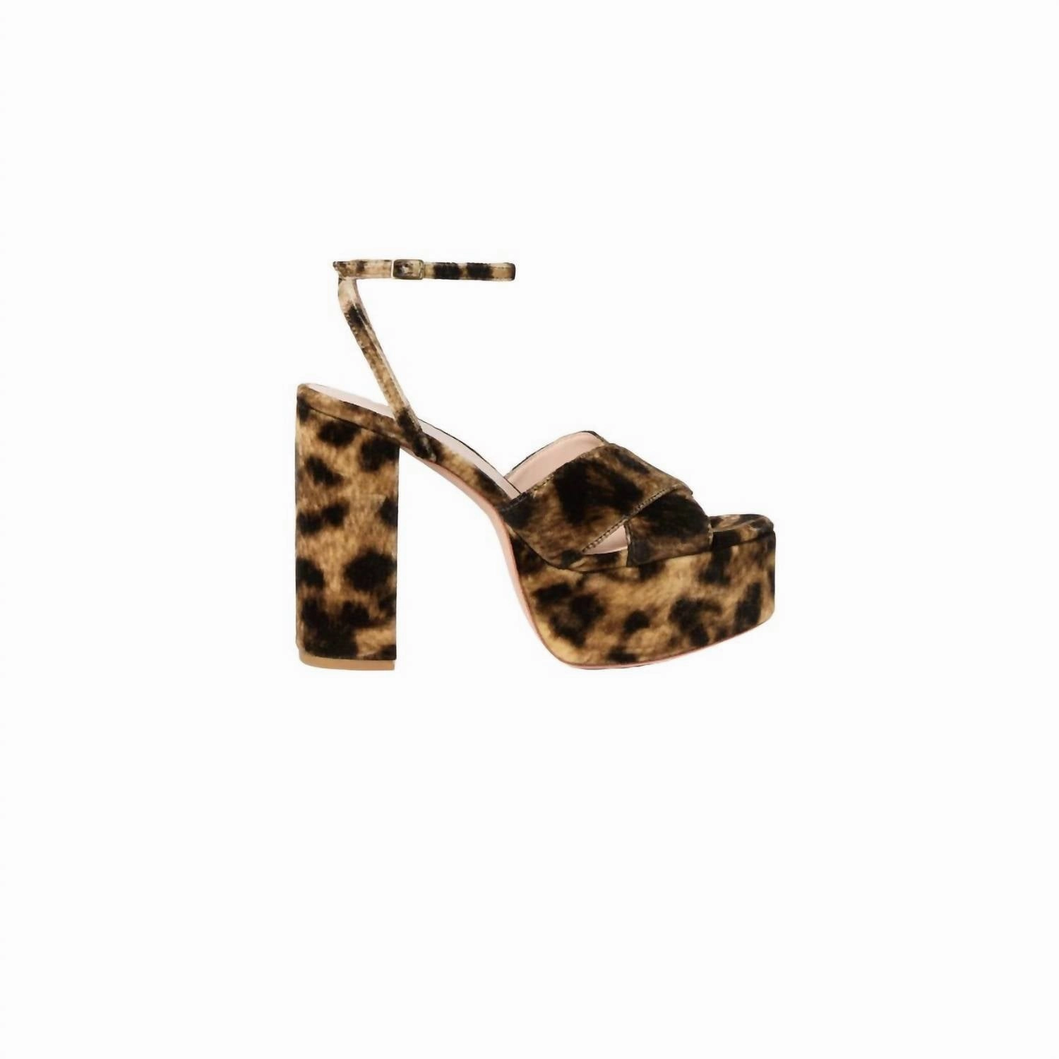 Loretta Leopard Velvet Platform Sandal In Yellow