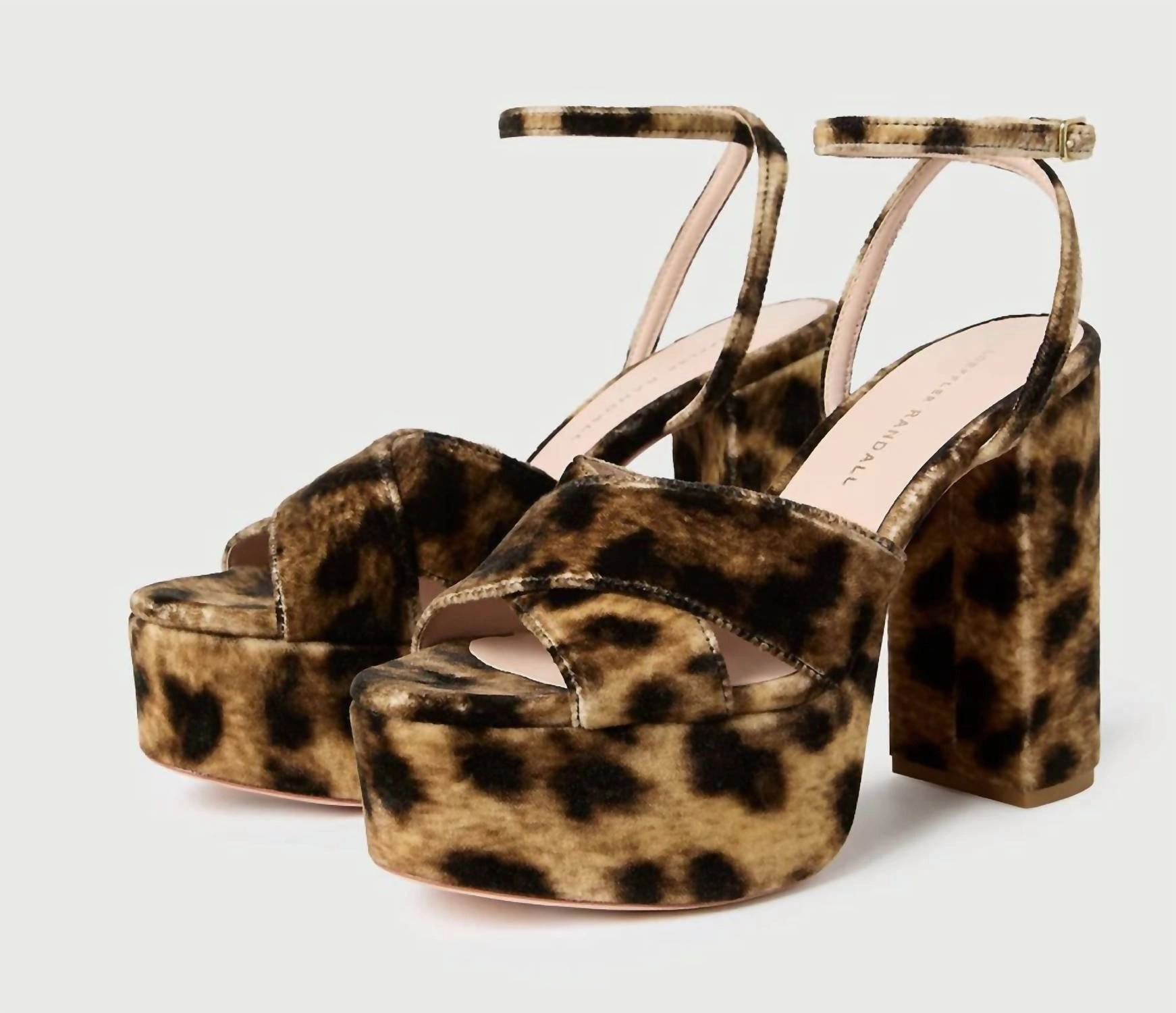 Loretta Leopard Velvet Platform Sandal In Yellow