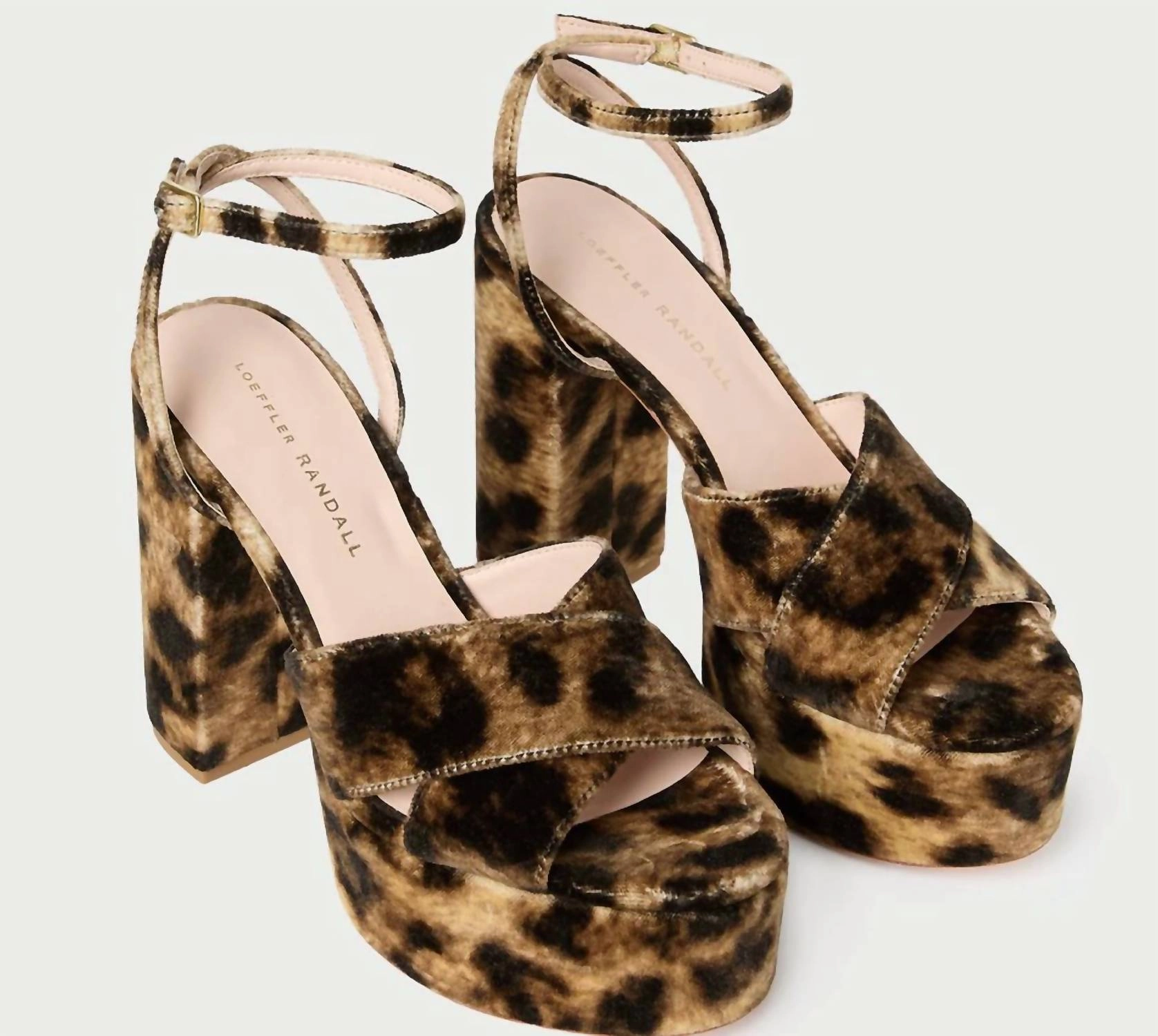 Loretta Leopard Velvet Platform Sandal In Yellow