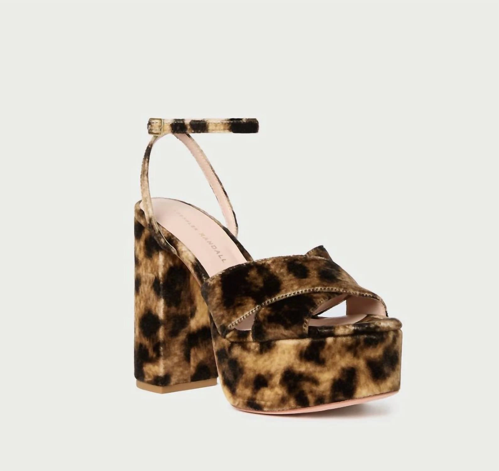 Loretta Leopard Velvet Platform Sandal In Yellow