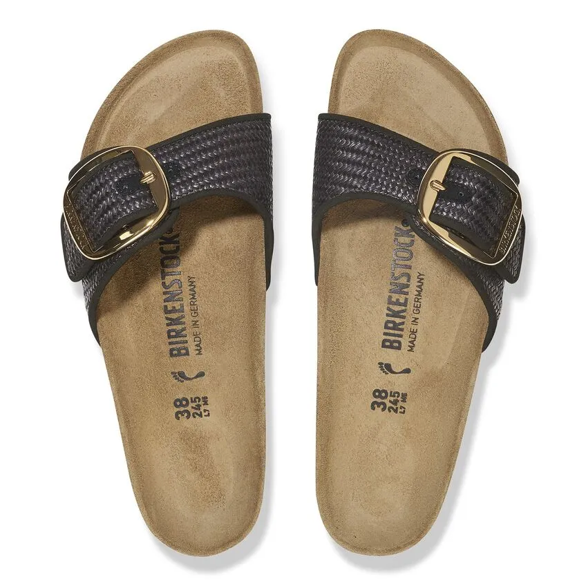 Madrid Big Buckle - Black Raffia||Madrid Grosses Boucles - Raffia noir