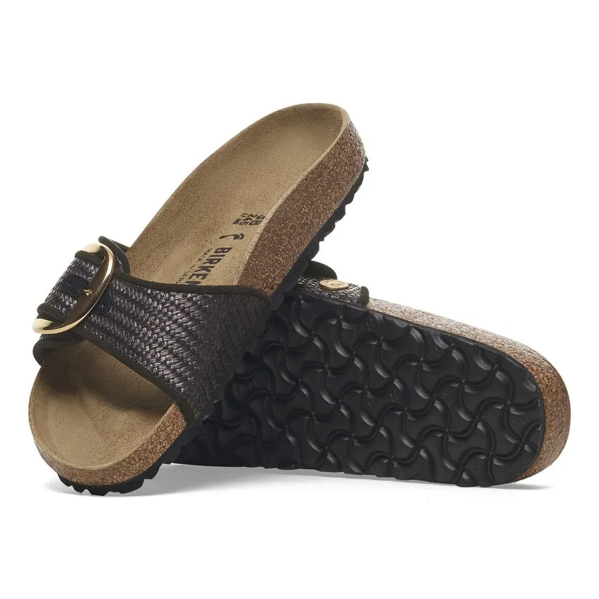 Madrid Big Buckle - Black Raffia||Madrid Grosses Boucles - Raffia noir