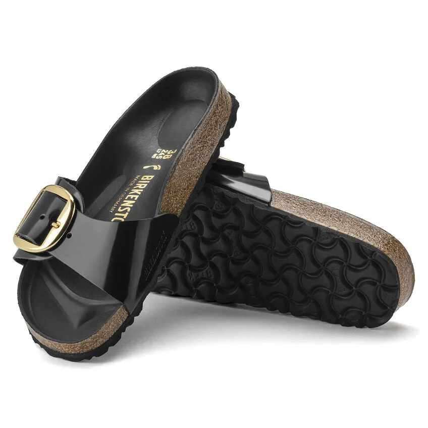 Madrid Big Buckle - High Shine Black Leather||Madrid grosses boucles - Cuir noir trs brillant