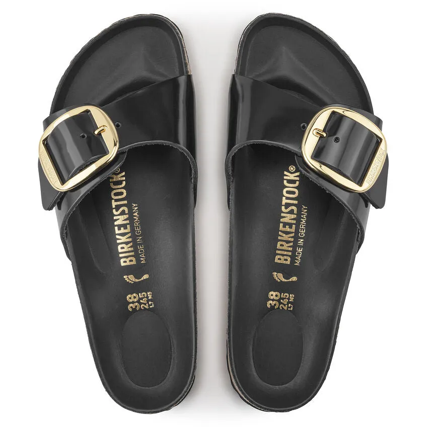 Madrid Big Buckle - High Shine Black Leather||Madrid grosses boucles - Cuir noir trs brillant