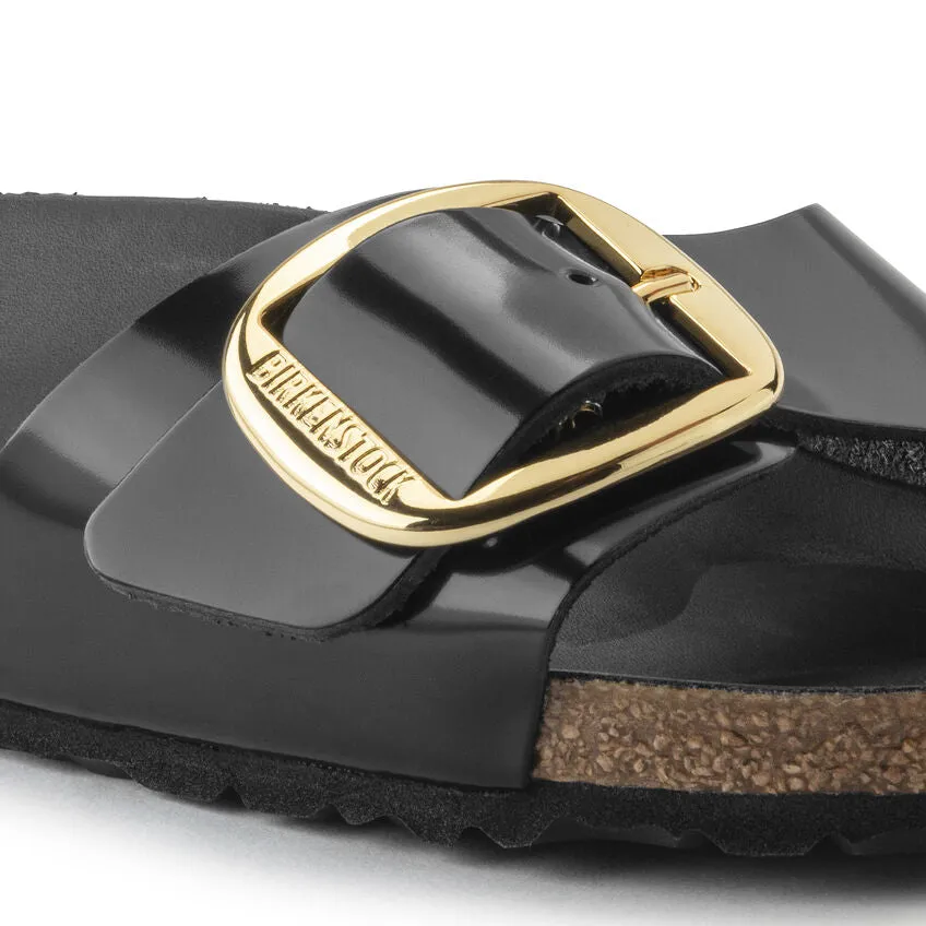 Madrid Big Buckle - High Shine Black Leather||Madrid grosses boucles - Cuir noir trs brillant