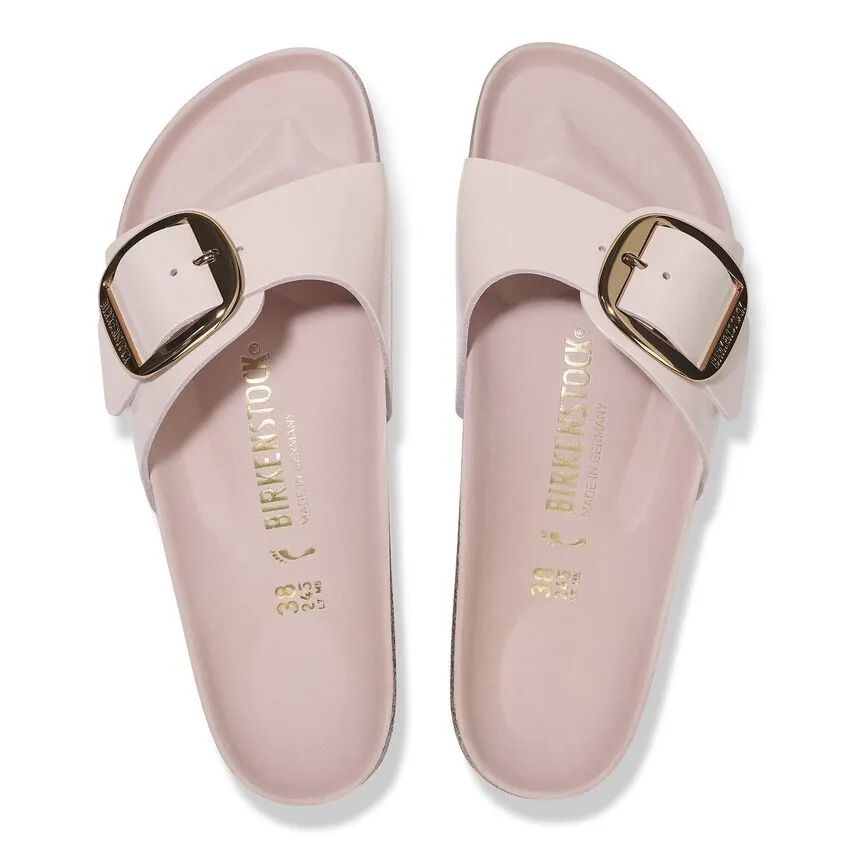 Madrid Big Buckle - High Shine Light Pink Leather||Madrid grosses boucles - Cuir trs brillant rose ple