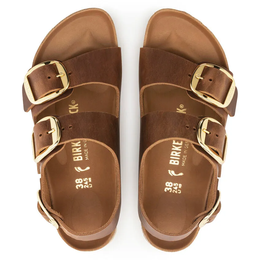 Milano Big Buckle - Cognac Oiled Leather||Milano grosses boucles - Cuir huil cognac