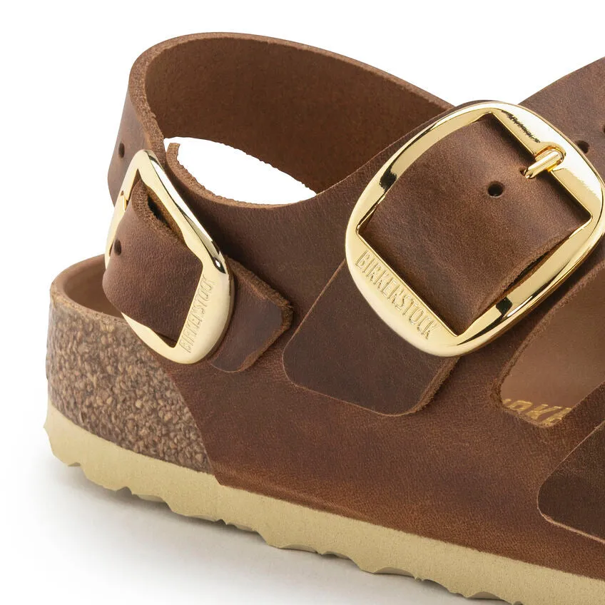 Milano Big Buckle - Cognac Oiled Leather||Milano grosses boucles - Cuir huil cognac