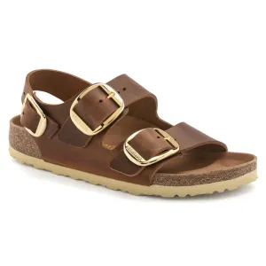 Milano Big Buckle - Cognac Oiled Leather||Milano grosses boucles - Cuir huil cognac