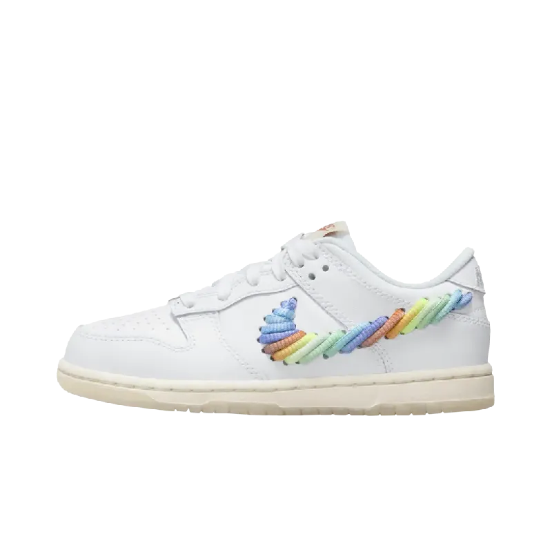 Nike Dunk Low SE Rainbow Lace Swoosh White (PS)