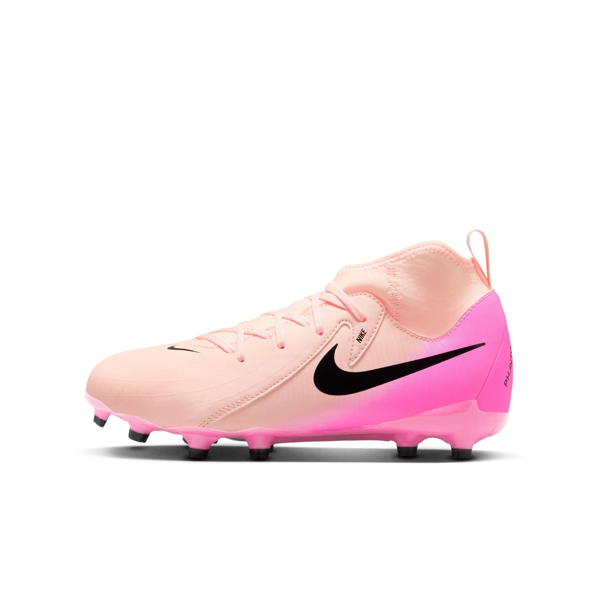 Nike Junior Phantom Luna II Academy FG Firm Ground Soccer Cleats - Crimson Tint/ Black/ Pink/ Blast