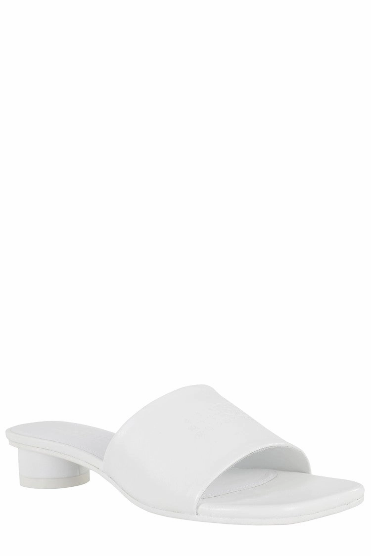 Numeric Engraved Sandal With Cylindrical Heel