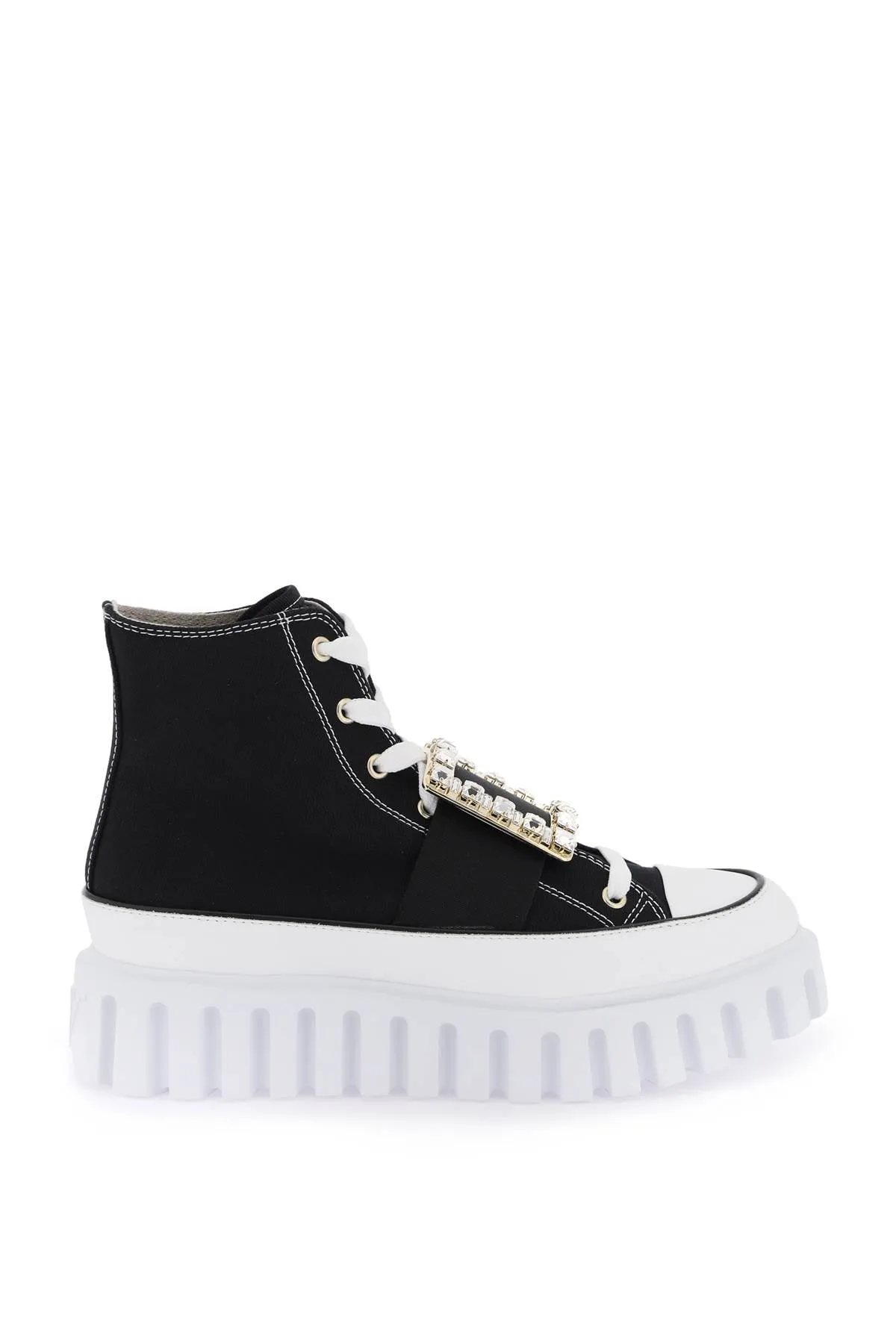 Roger vivier viv' go-thick canvas high-top sneakers with buckle