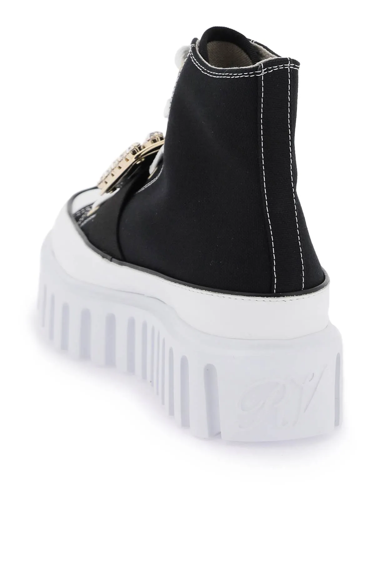 Roger vivier viv' go-thick canvas high-top sneakers with buckle