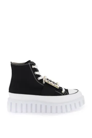 Roger vivier viv' go-thick canvas high-top sneakers with buckle