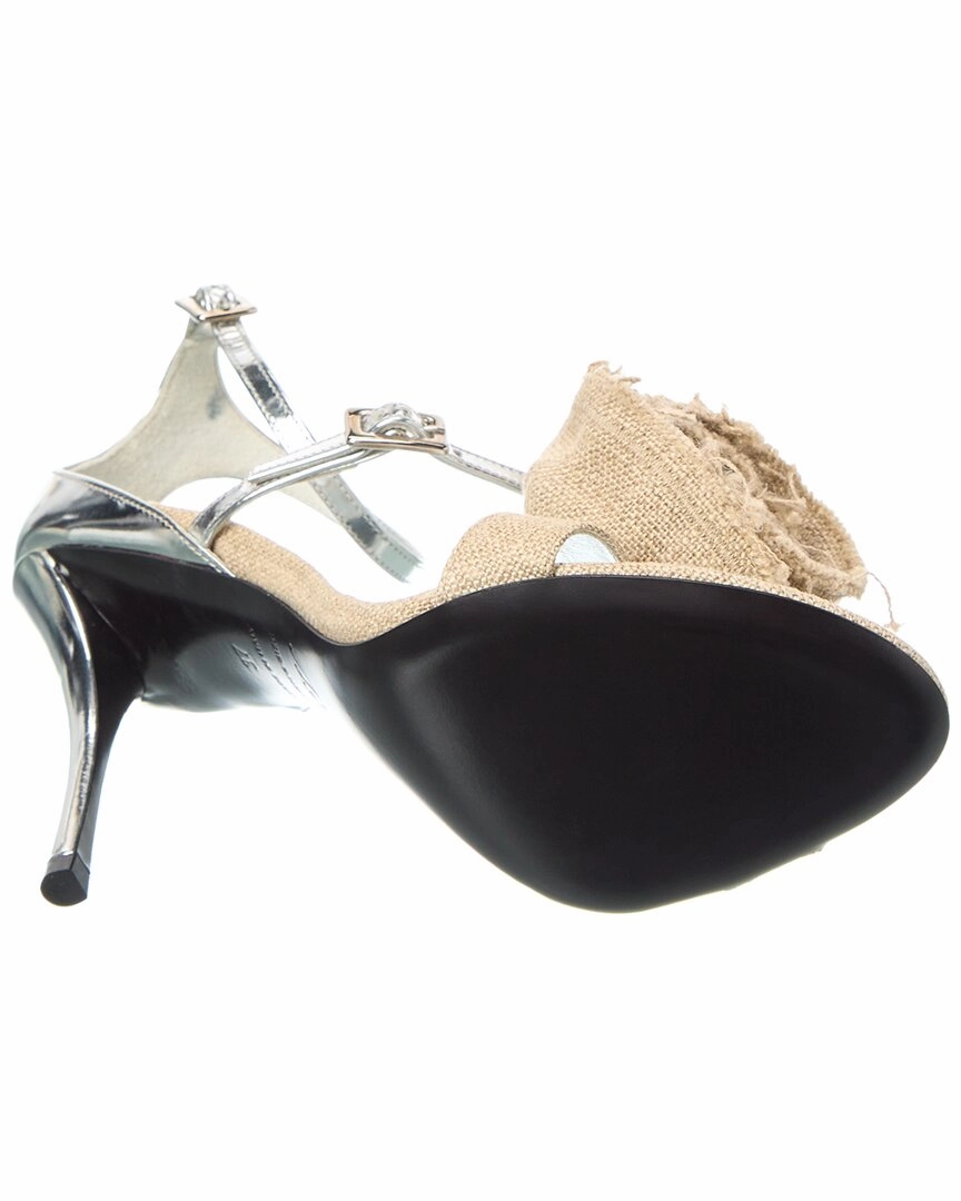 Roger Vivier Burlap & Leather Sandal