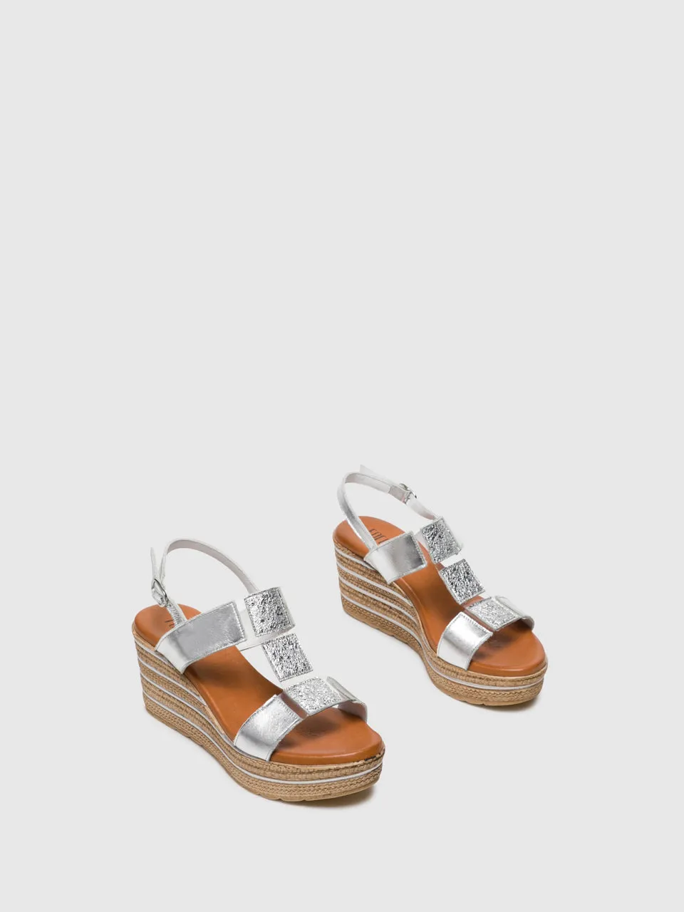 Silver T-Strap Sandals