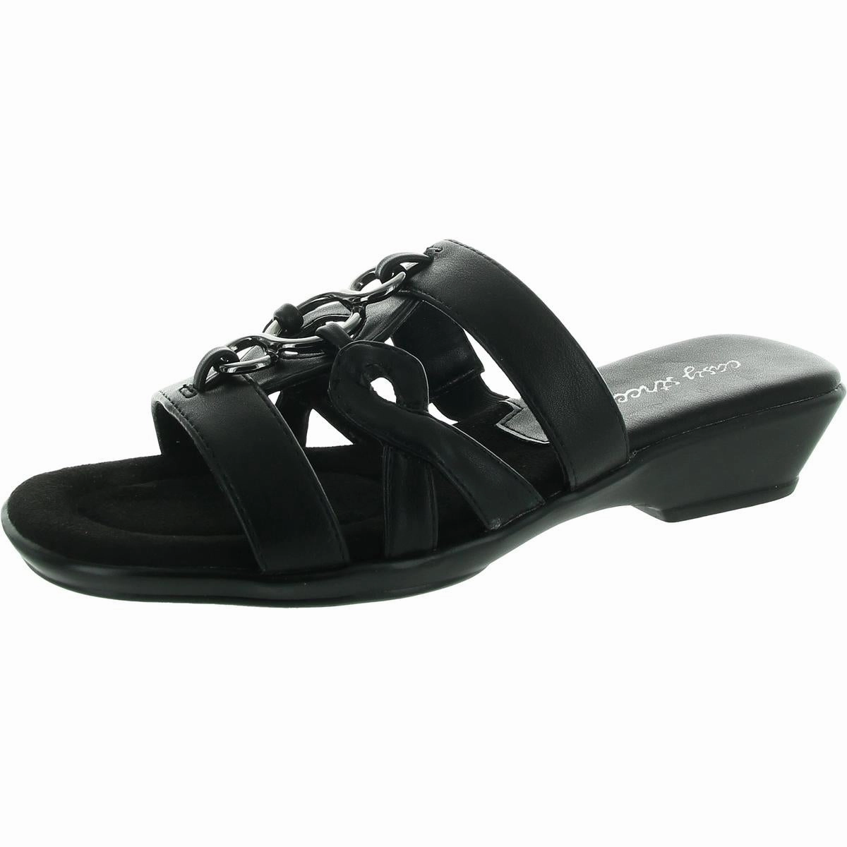 Torrid Womens Faux Leather Strappy Slide Sandals