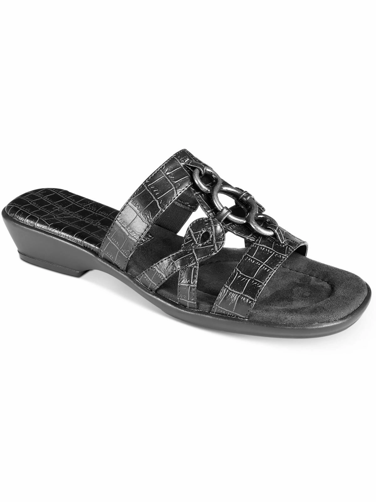 Torrid Womens Faux Leather Strappy Slide Sandals