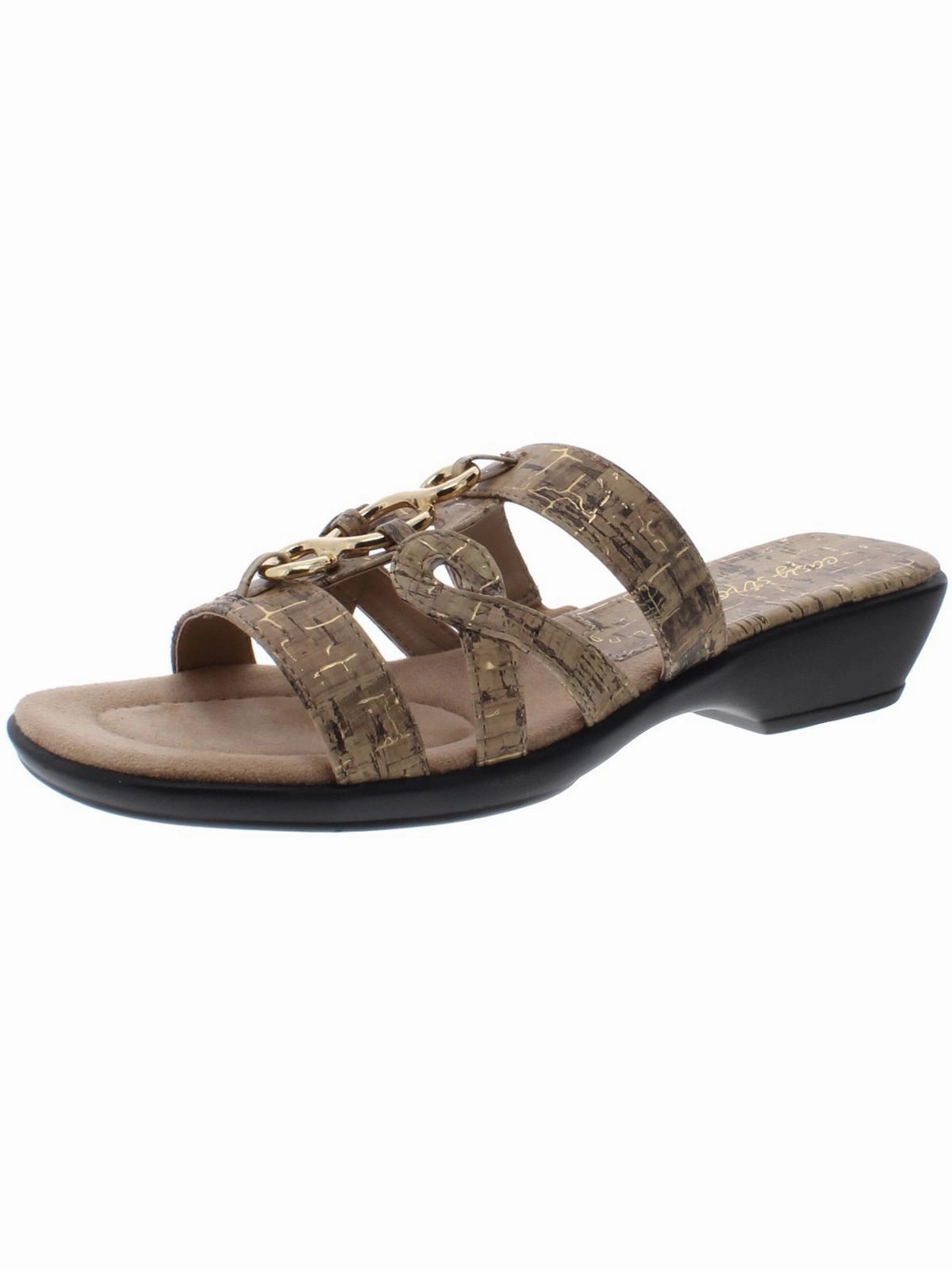 Torrid Womens Faux Leather Strappy Slide Sandals