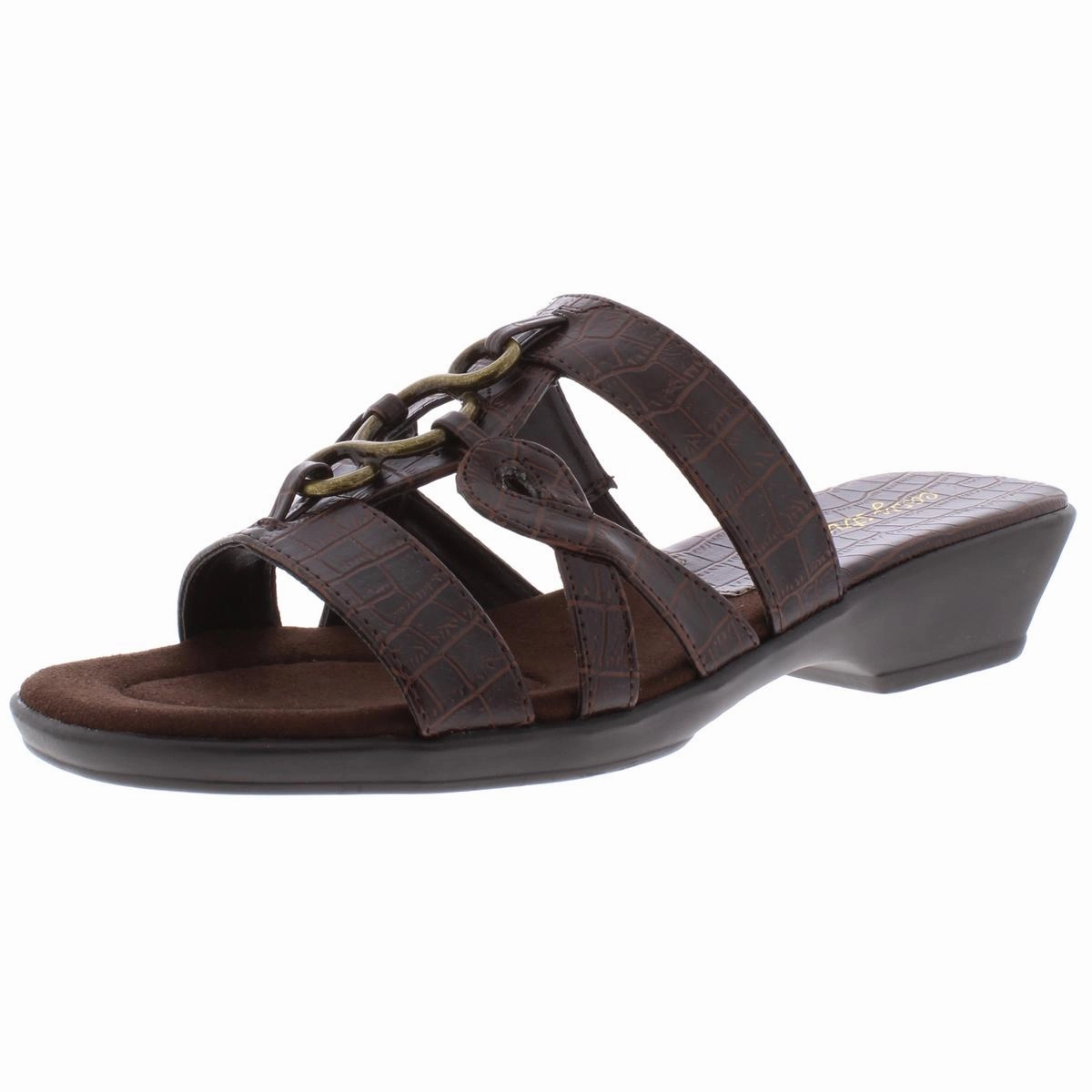 Torrid Womens Faux Leather Strappy Slide Sandals