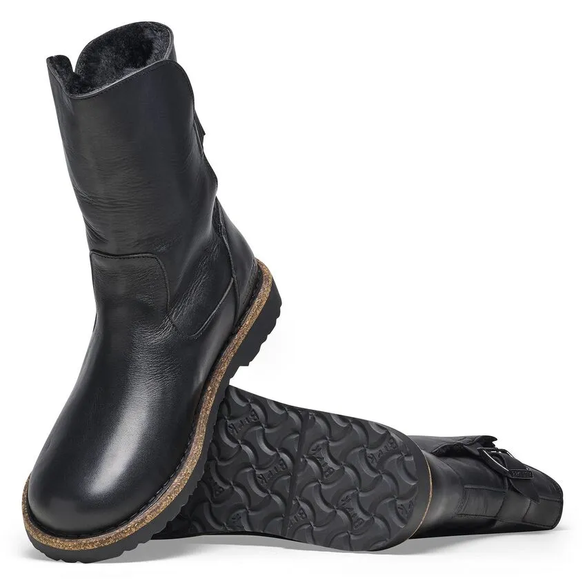 Uppsala - Black Leather Shearling||Uppsala - Cuir fourrure noir