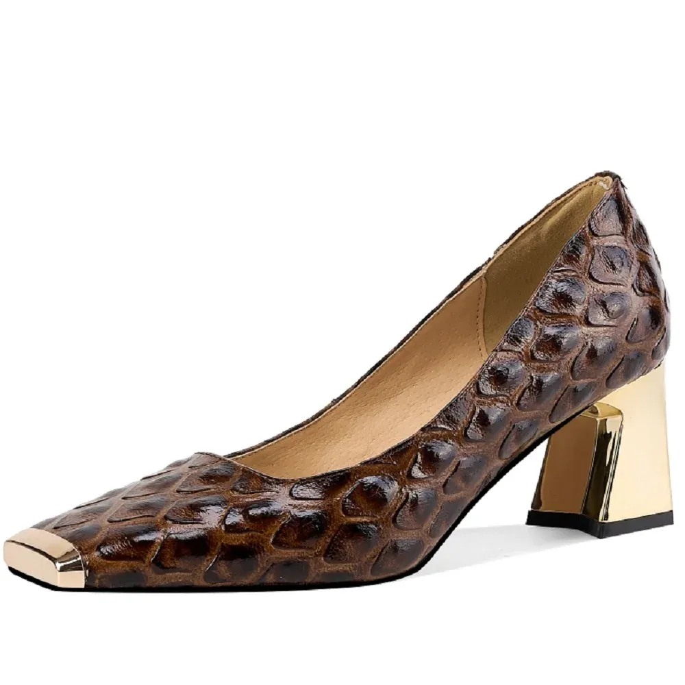 USS Shoes Ava Women's Leather Mid Heel Pumps