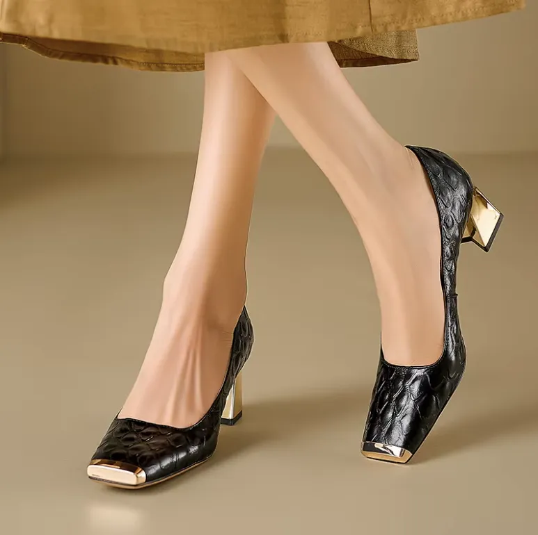 USS Shoes Ava Women's Leather Mid Heel Pumps