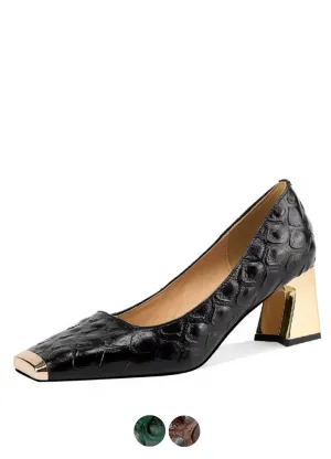 USS Shoes Ava Women's Leather Mid Heel Pumps