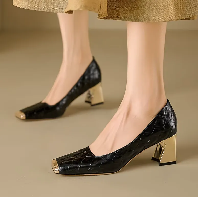 USS Shoes Ava Women's Leather Mid Heel Pumps