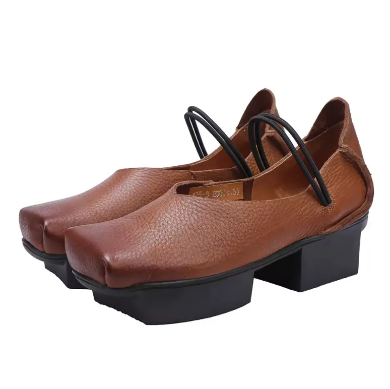 USS Shoes Ramira Women's Versatile Genuine Leather Middle Heel Pumps