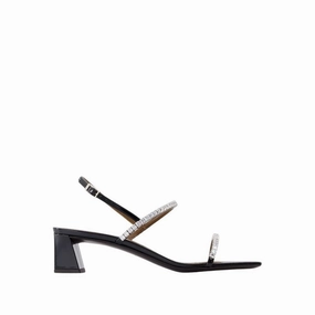 Valentiine Crystal 45 Sandals - Leather - Black