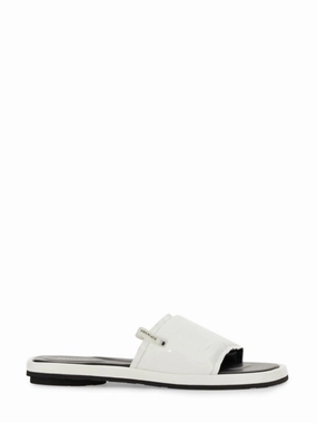 White Slide Sandal With Lamb Leather Upper