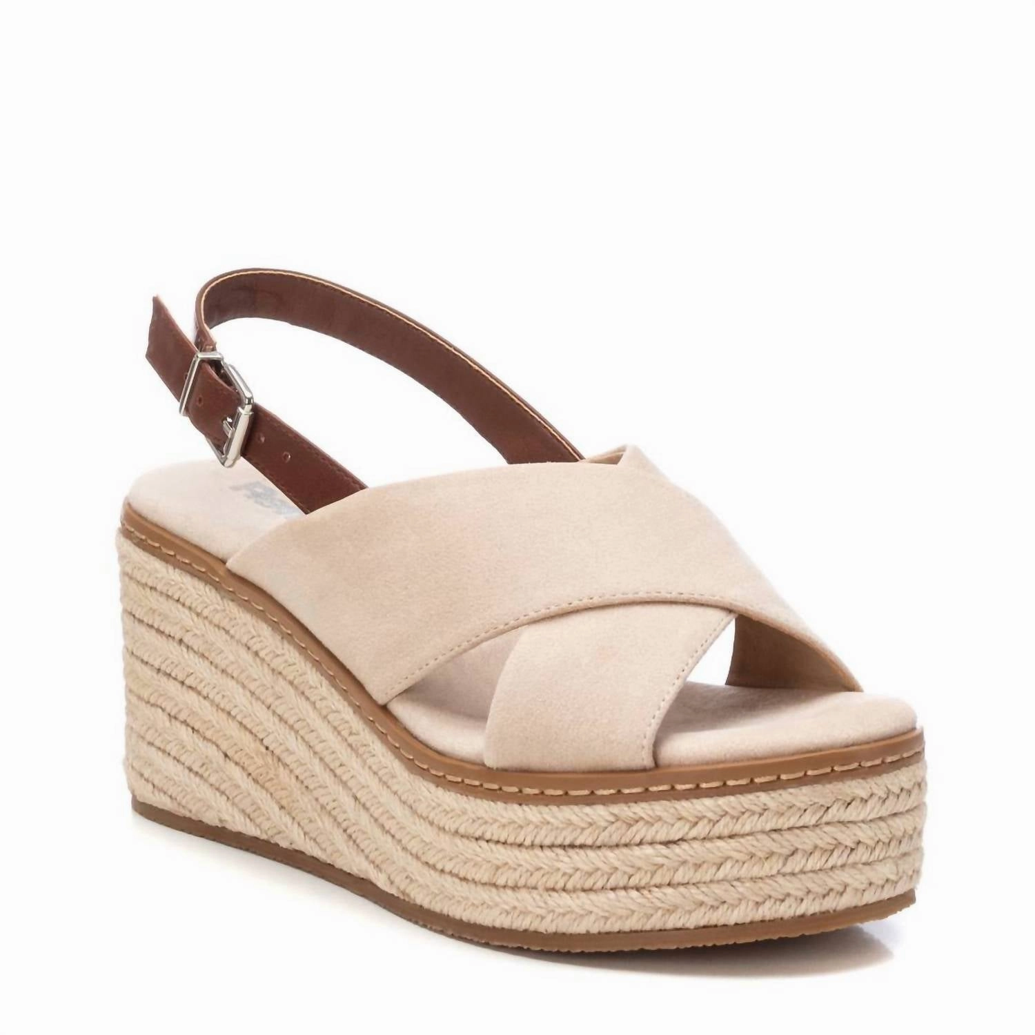 Women's Leather Heeled Sandals In Beige