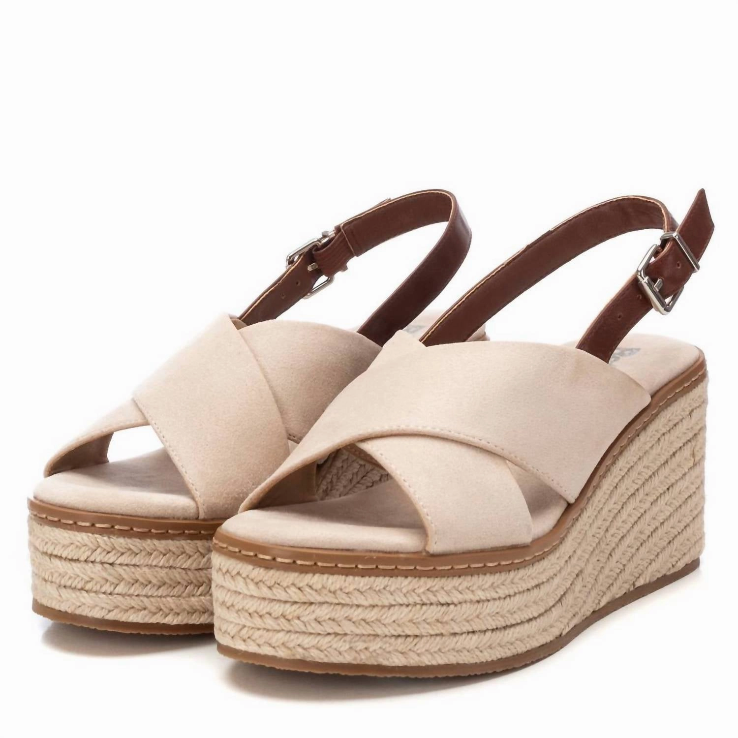 Women's Leather Heeled Sandals In Beige