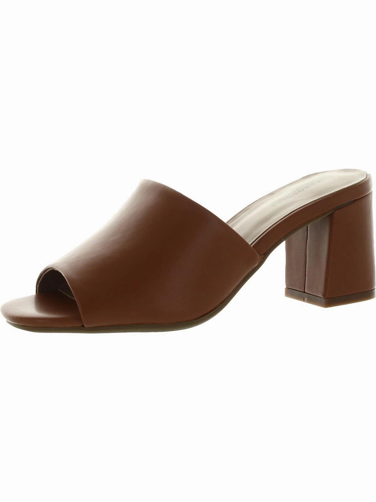 Womens Faux Leather Peep Toe Block Heel